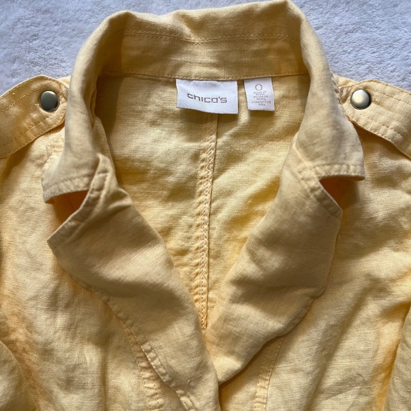Chico's Yellow Linen Open Front Blazer - Picture 4 of 9